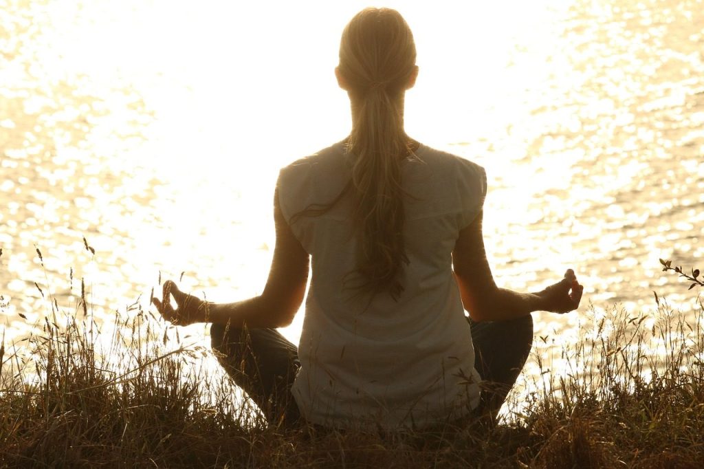 meditate, woman, yoga, zen, nature, meditating, relax, relaxing, wellness, yoga pose, meditation, peaceful, silhouette, sunset, tranquil, calm