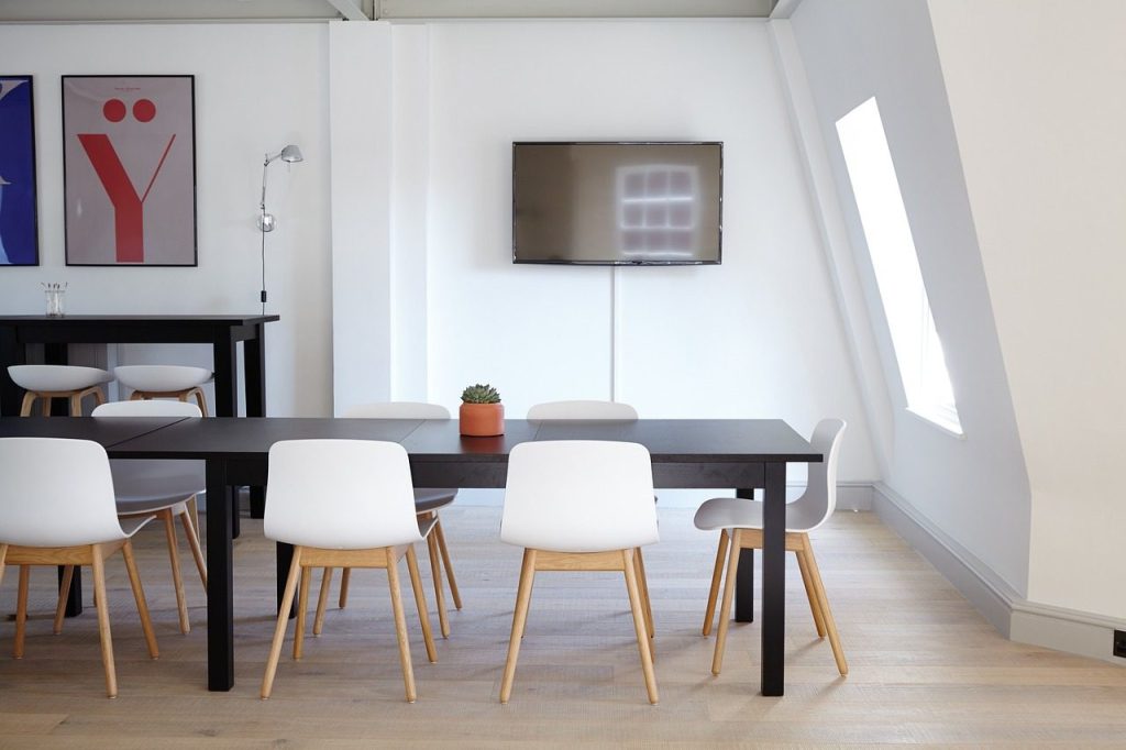 interior, design, tables, chairs, white, wall, floor, meeting, room, office, frame, art, display, tv, meeting, office, office, office, office, office