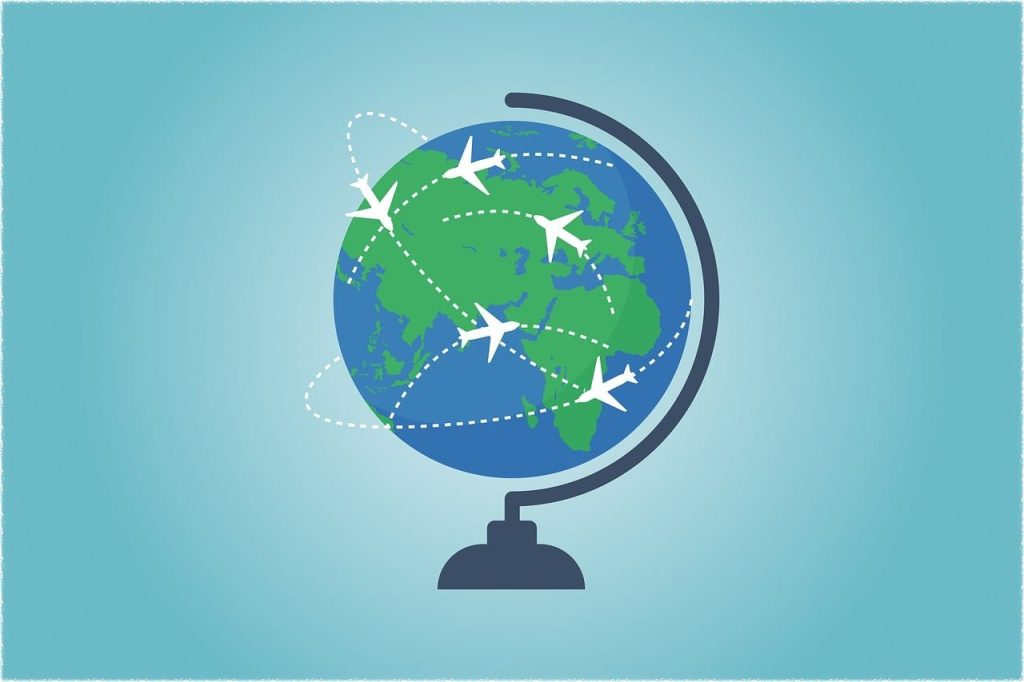 globe, world, map, travel, send, shipping, connectivity, tourism, banner, world map, landmarks