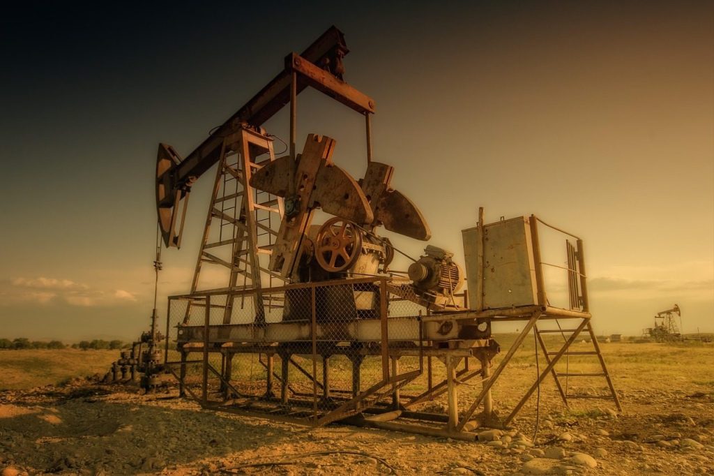 oil rig, industry, old, field, oil industry, nature, oil pump, drilling, platform, machine, borehole, georgia, countryside, sunset, dusk