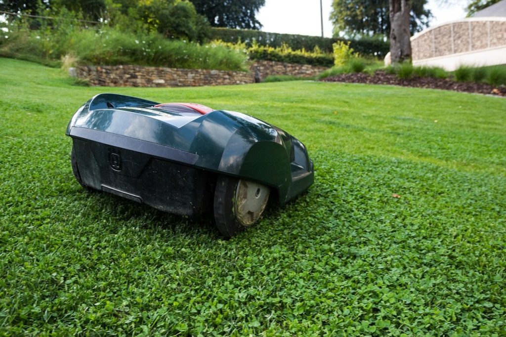 lawn mower, robot, grass, robotic lawnmower, automatically, nature, lawn, estate, landscape design, labor, mowing, electric, garden