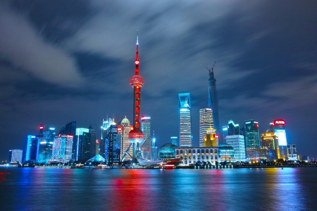 architectural photograph of lighted city sky China