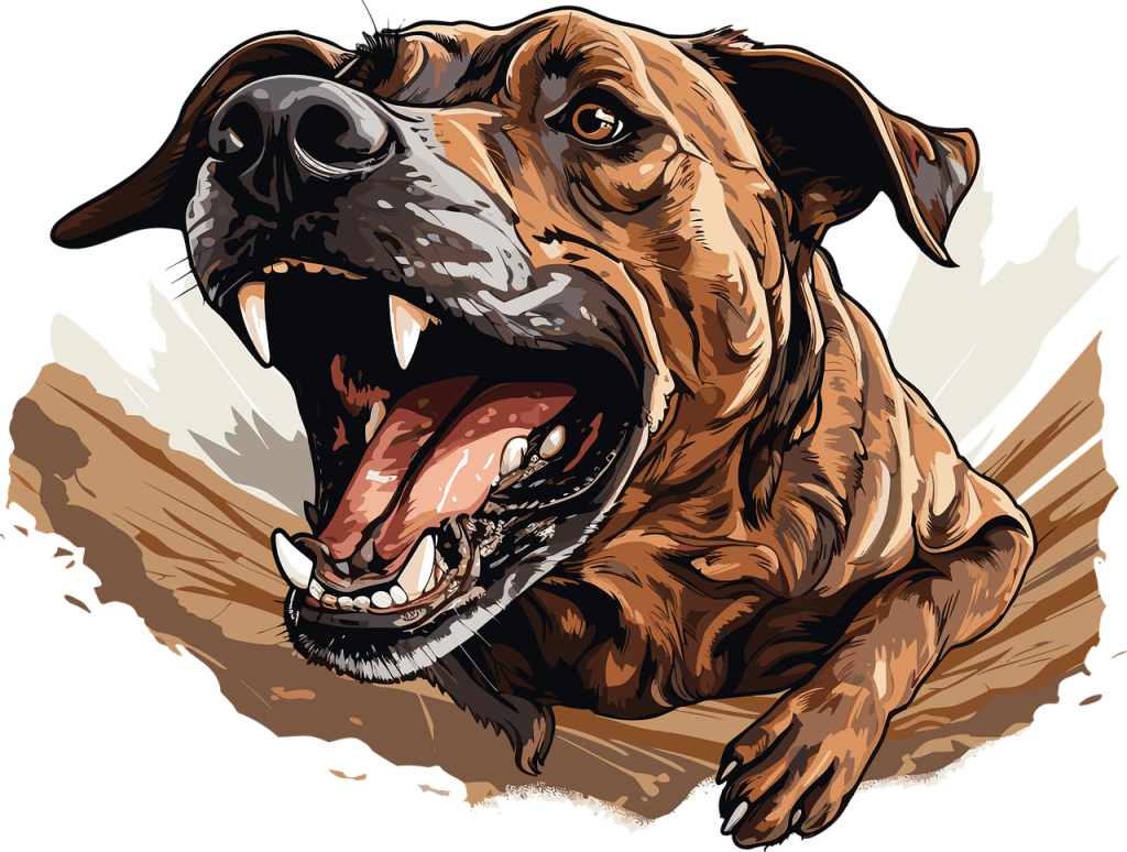 ai generated, dog, pitbull, aggressive, nature, barking, mammal, animal, canine, police, pet, cutout