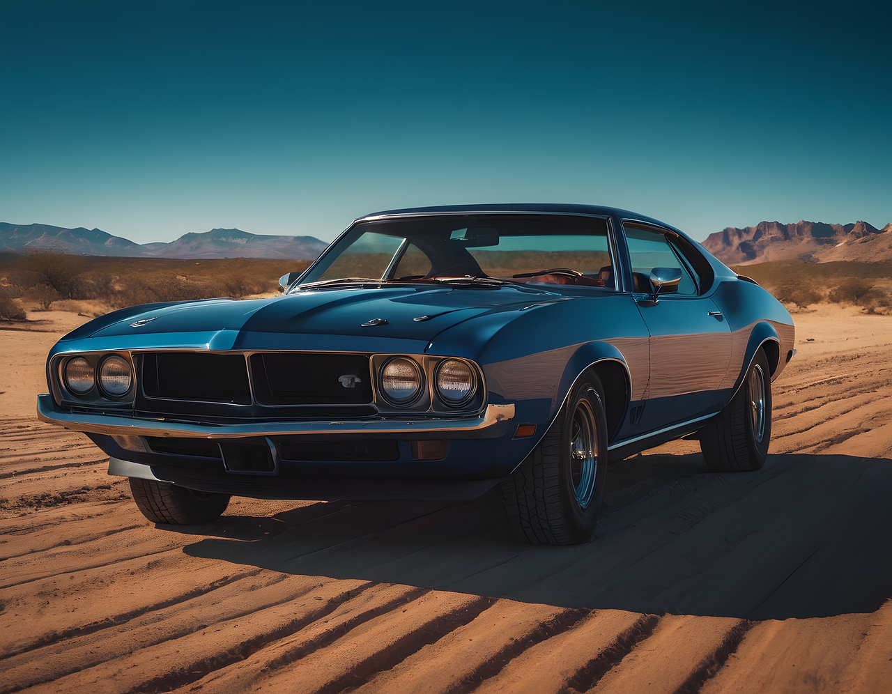 car, desert, mountains, nature, old, vintage, travel, sand, sky