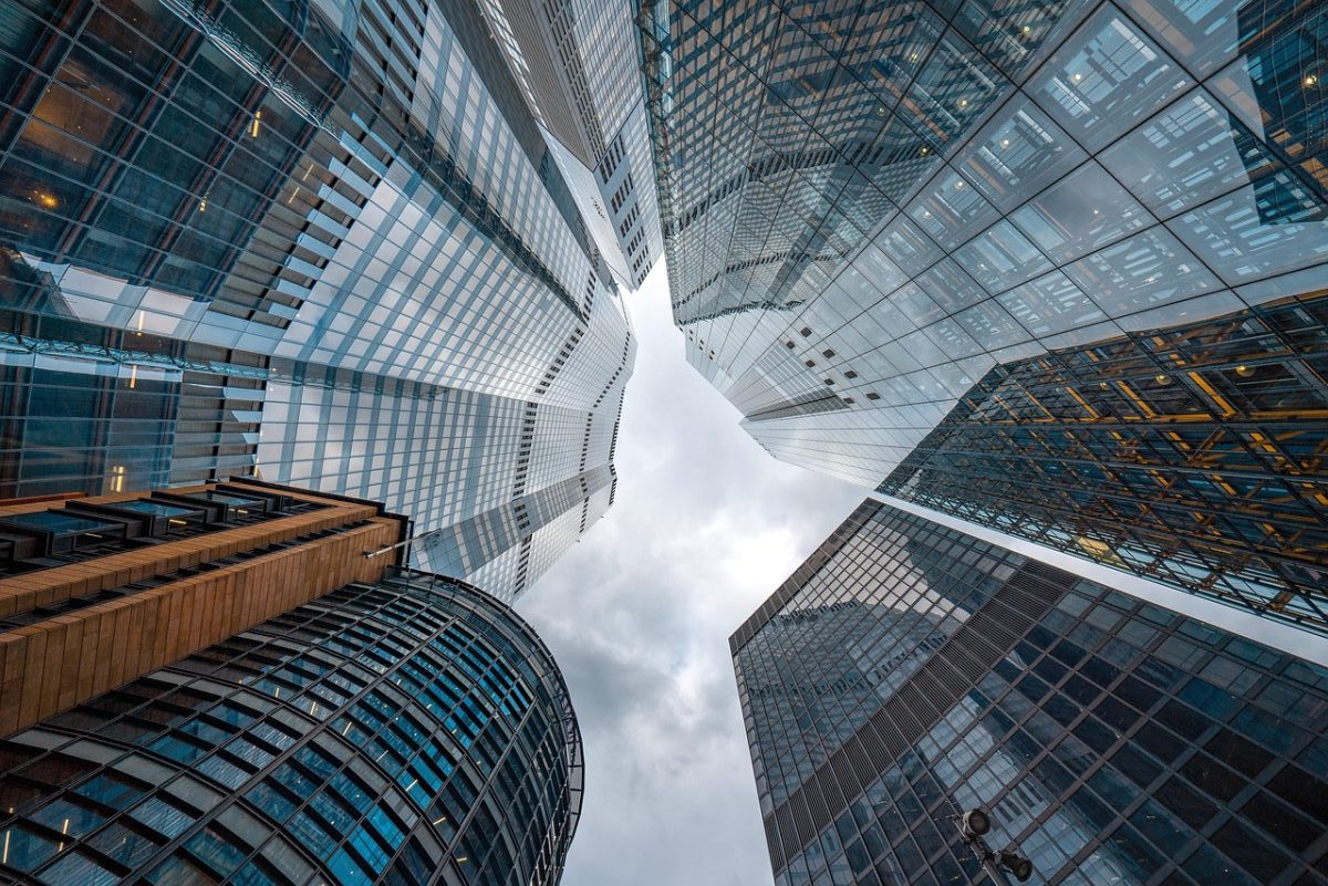 skyscraper, architecture, city, facade, glass, perspective, cityscape, high