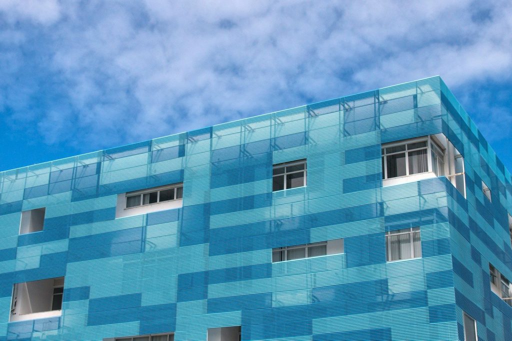 blue and white structure