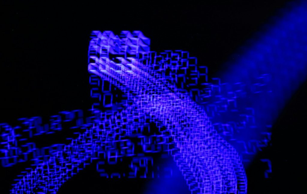 a blue and purple logo