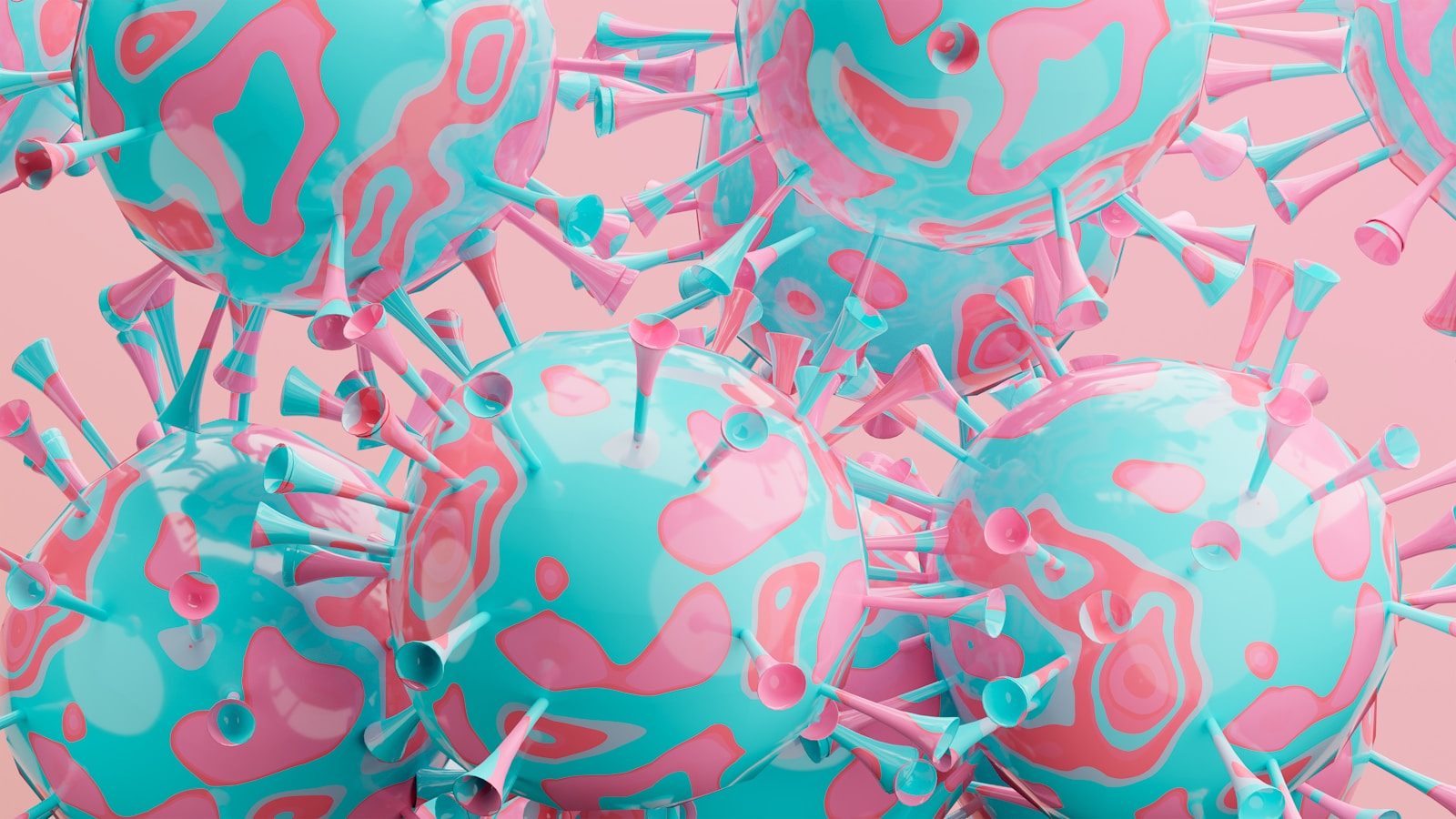 Close-up of a nanotechnology molecular structure glowing in blue light