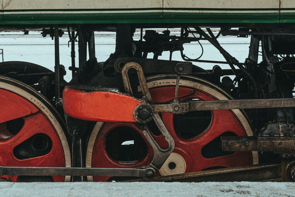 a close up of the wheels of a train