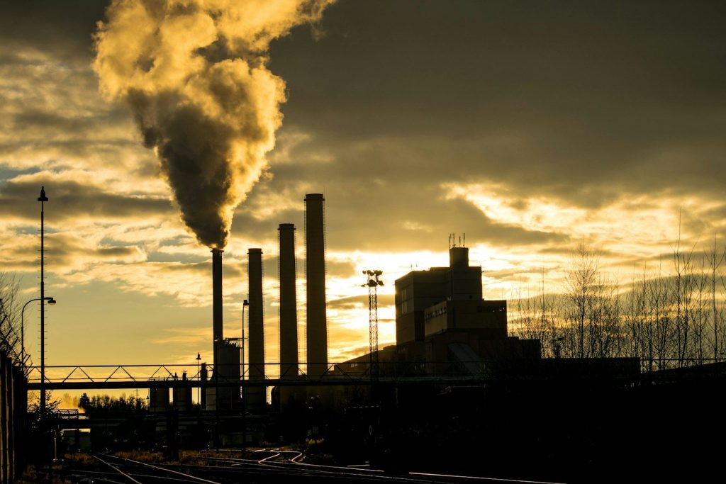 silhouette of power plant