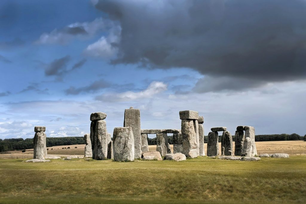 Stonehenge ancient monument on a grassy field