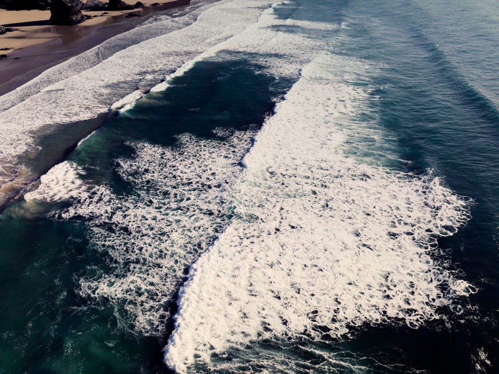 a beach with waves