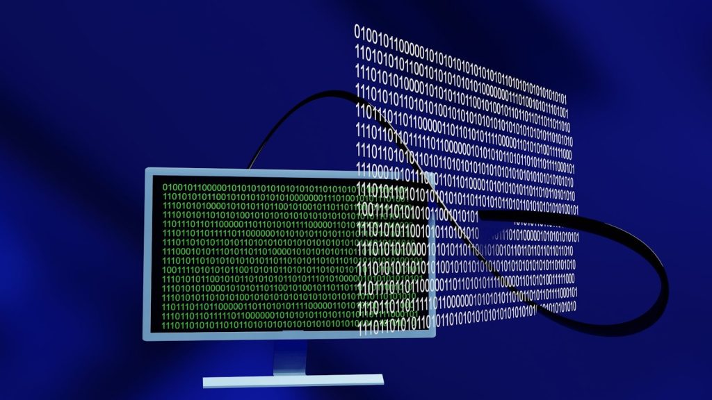 a computer monitor with a lot of code on it