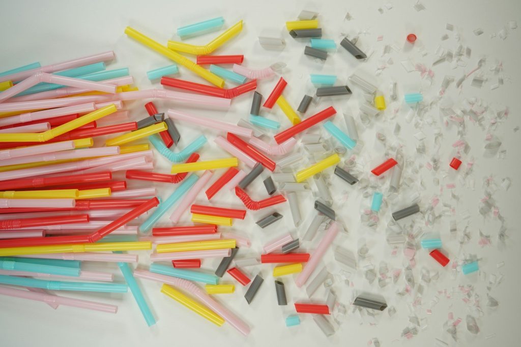 white red yellow and blue plastic straw lot