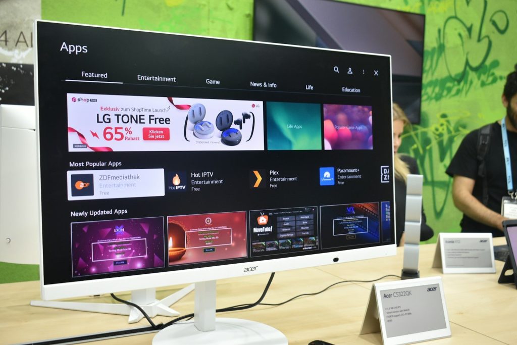 A computer monitor displaying an app store interface.