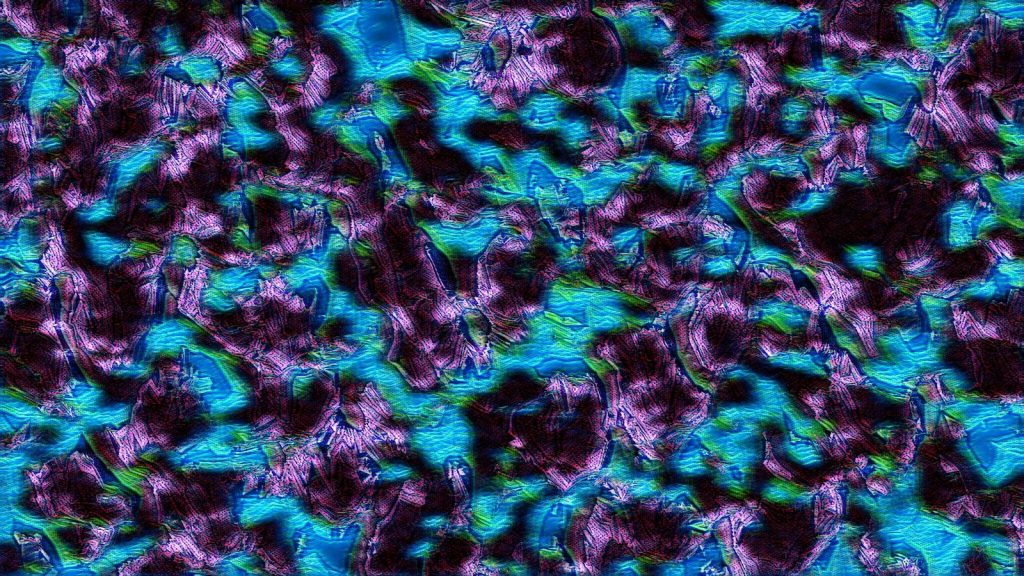 Abstract, colorful, swirling pattern with purples and blues.