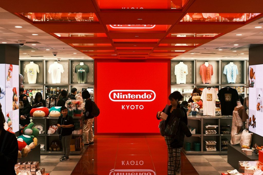 Nintendo kyoto store interior with merchandise displays