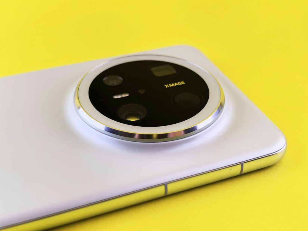Close-up of a smartphone's rear camera module.