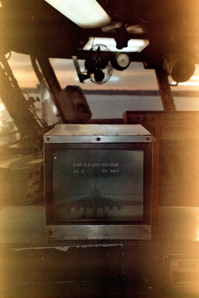 A television sitting in the back of a truck