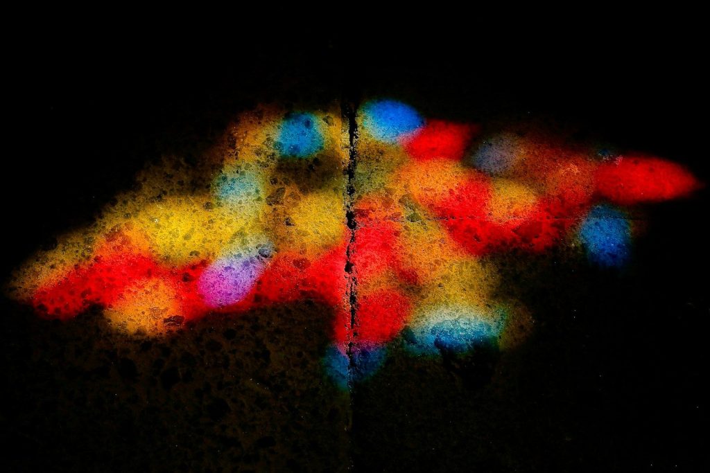 red yellow and blue abstract painting