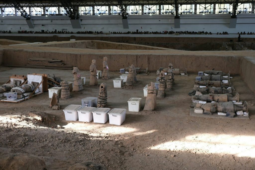 Terracotta warriors and archaeological site in china