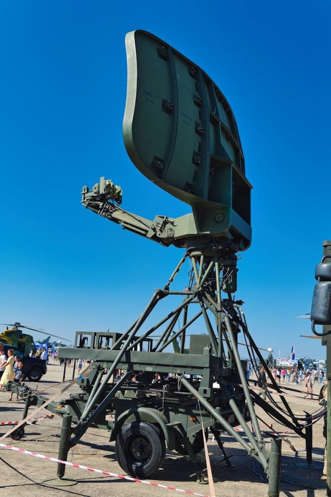 Large radar dish on a mobile trailer