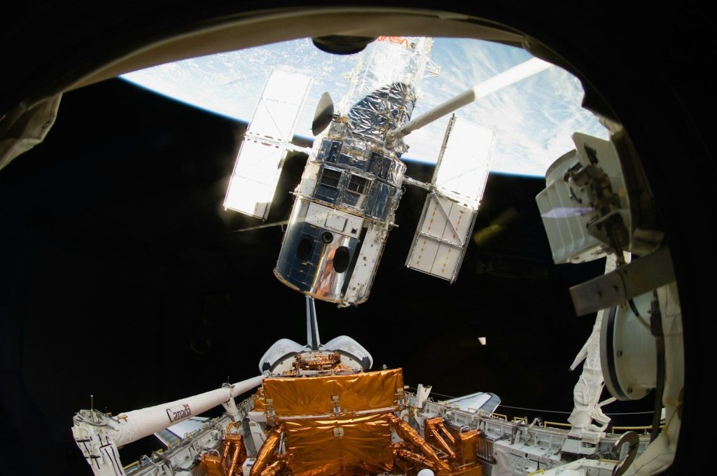a view of a space station from inside a space station