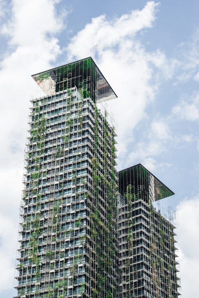 a very tall building with lots of windows