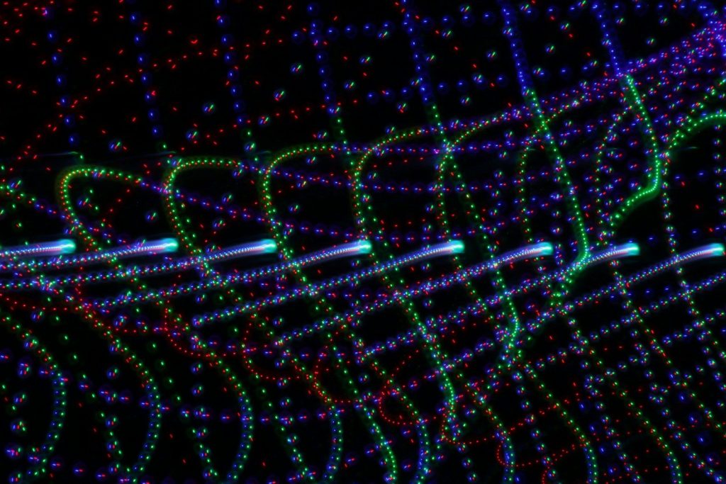 purple and blue light streaks