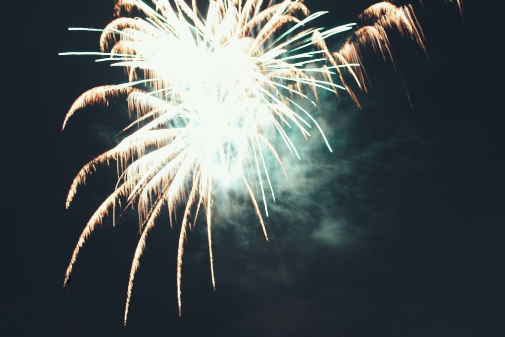 Captivating nighttime fireworks exploding in the sky, perfect for New Year or festive events.