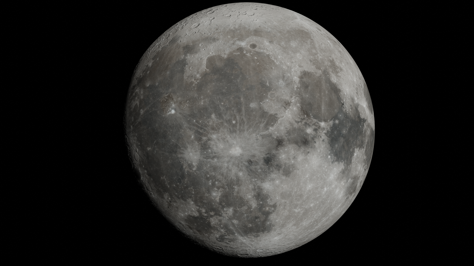 High-resolution image of the full moon showcasing craters and surface details.