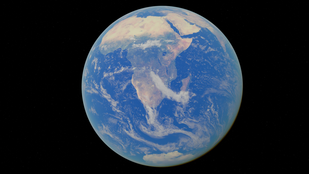 Stunning aerial photo of Earth with a focus on Africa against a dark space background.