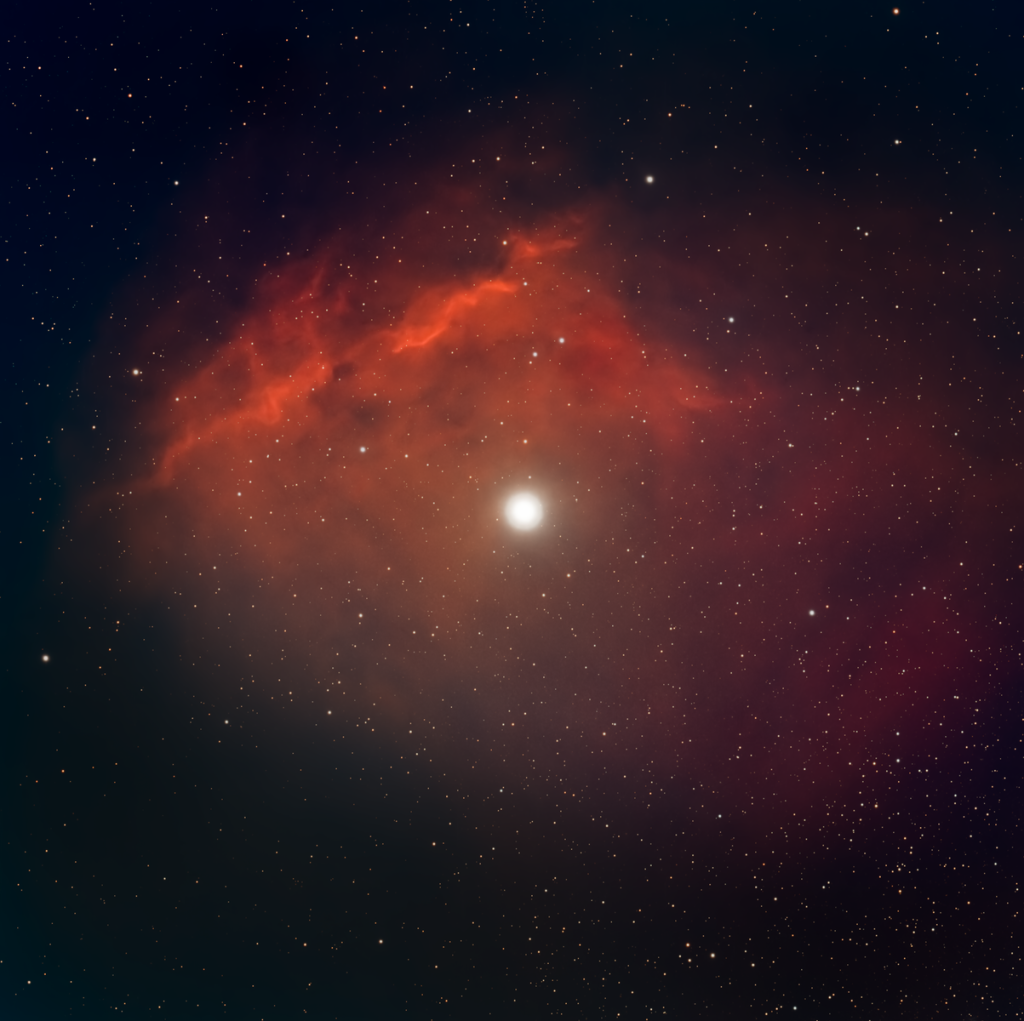 Vibrant nebula and starfield captured over São Pedro de Alcântara, Brasil.