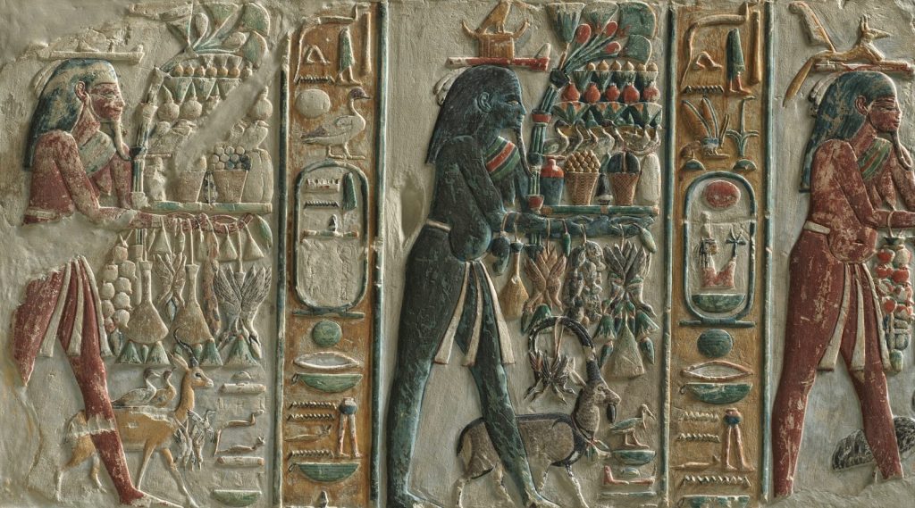 a painting of egyptian art on a wall