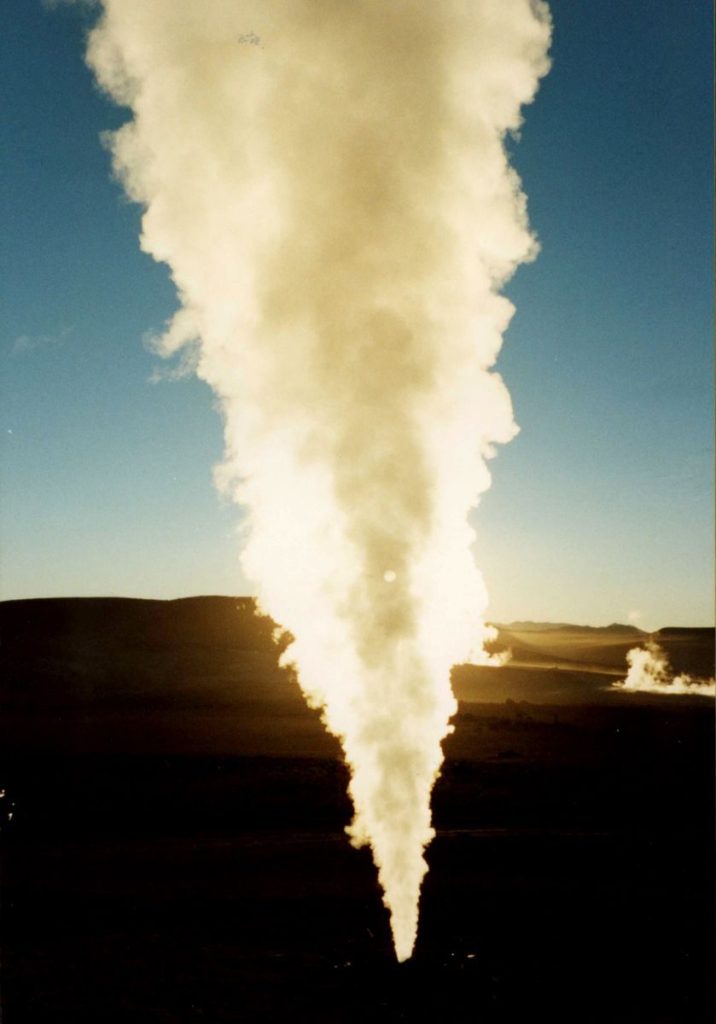 A stunning geyser eruption captured at sunrise in Bolivia's Potosi Department.