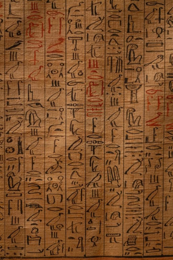 An ancient egyptian writing on a piece of paper