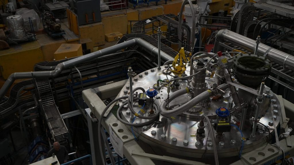 Overhead view of complex machinery with pipes and valves.
