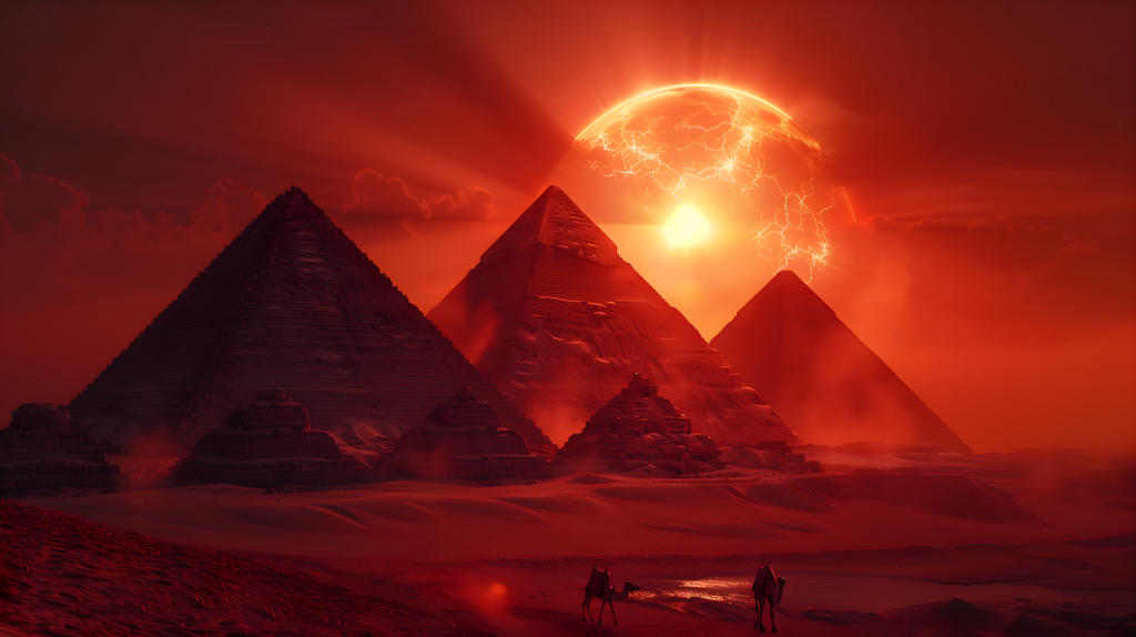 generated by ai, pyramid, egypt, fantasy, desert, nature, landscape, sand, dunes, arid, dried, dune, sun, darling