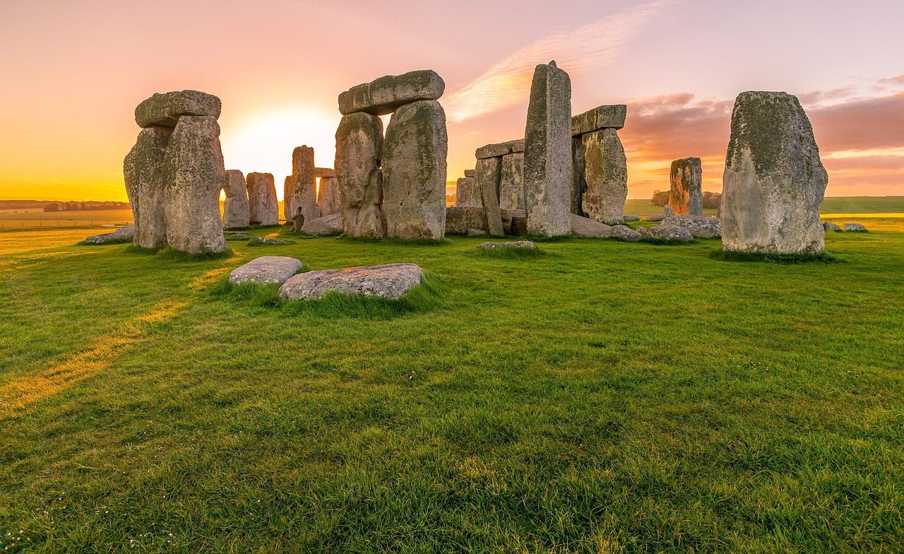 sunrise, stonehenge, ancient, sky, monument, landscape, landmark, circle, druid, nature, historical, stone, heritage, mystical, england