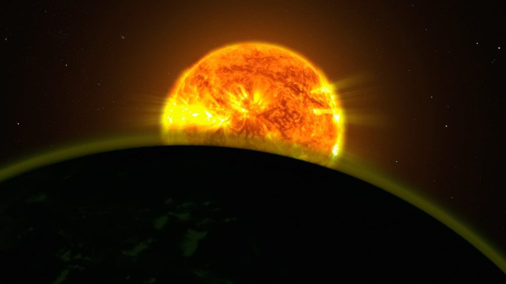 a bright sun is seen over the earth