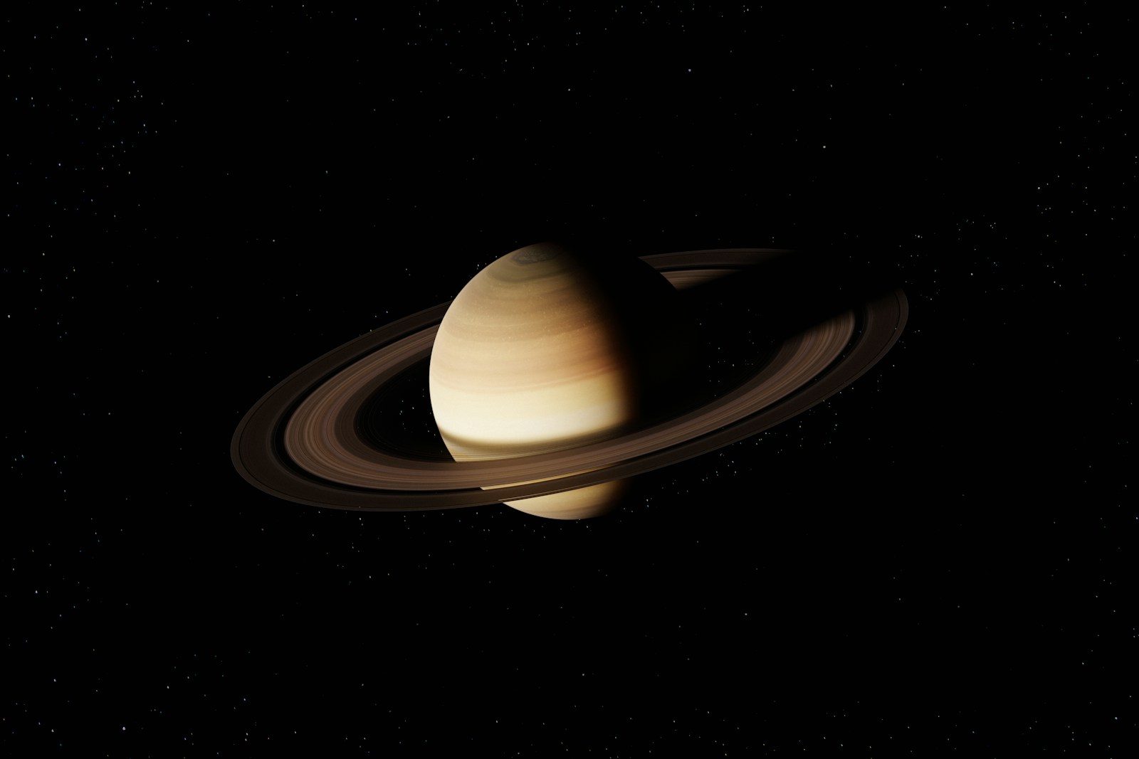 Saturn and its rings in the dark expanse of space