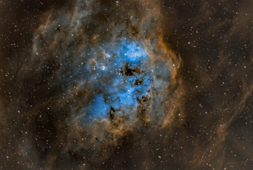 A colorful nebula with stars in deep space