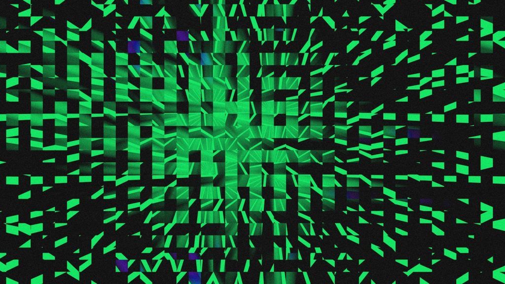 Green and black geometric abstract design.