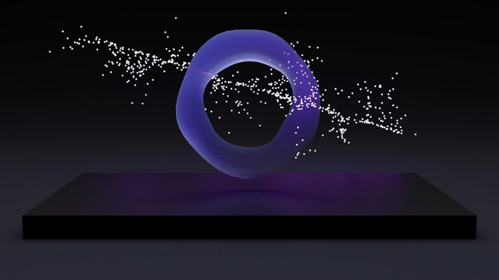 A purple object with a black background