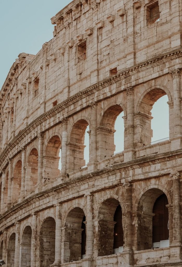 The colosseum in rome stands majestically.