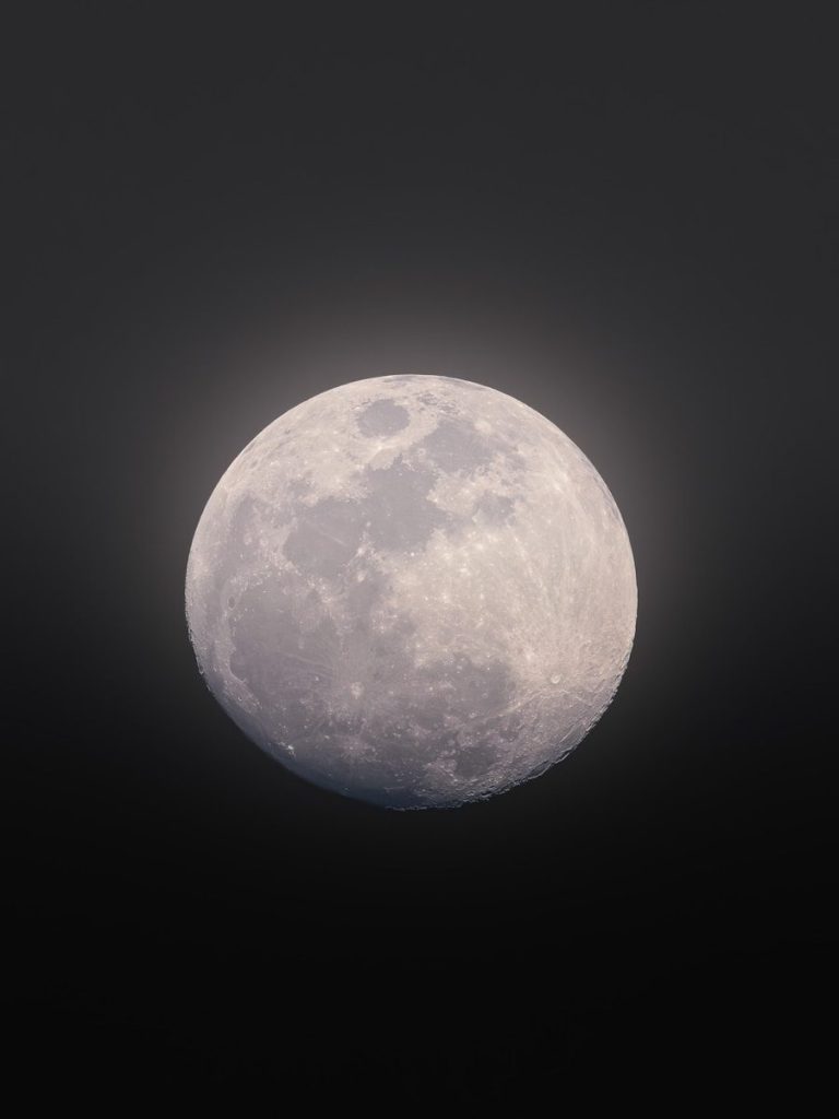 Full moon glowing in the dark night sky