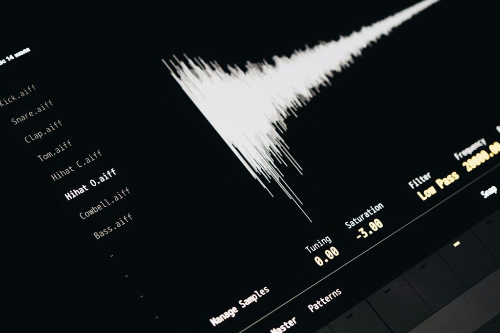 A computer screen with a sound wave on it