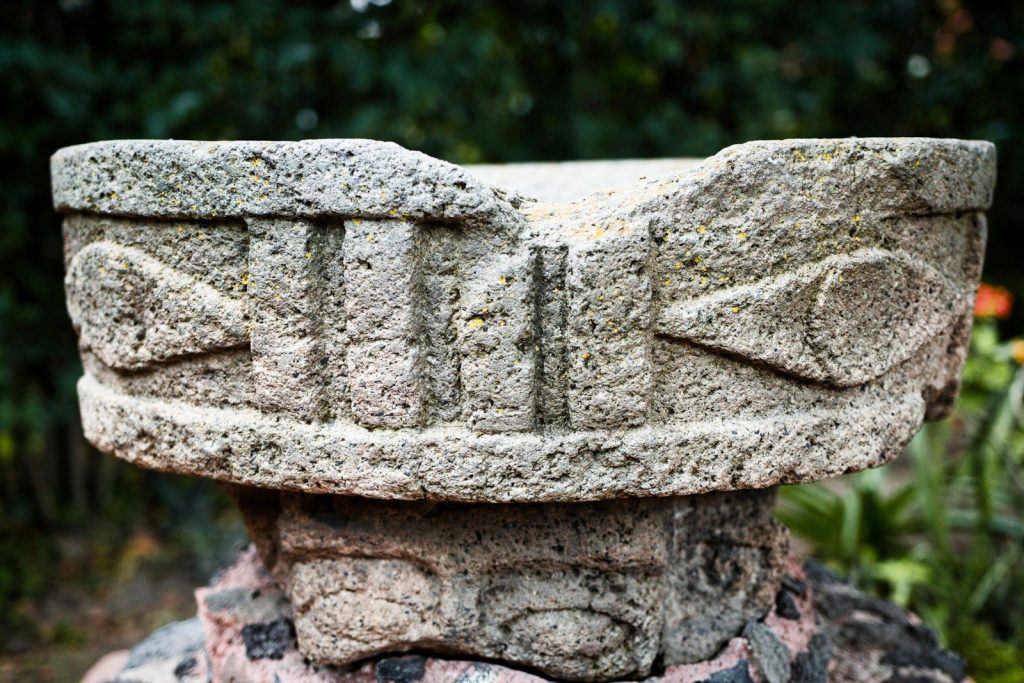Ancient stone carving with intricate details