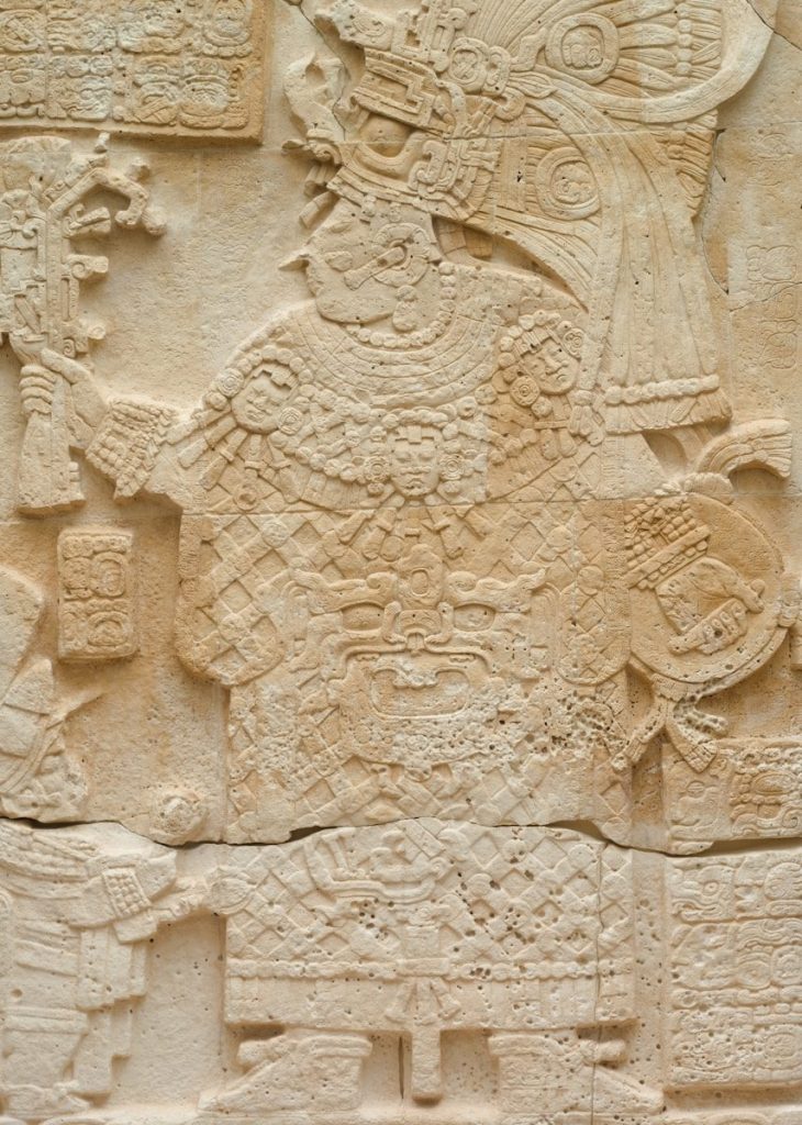 Ancient mayan relief carving of a ruler