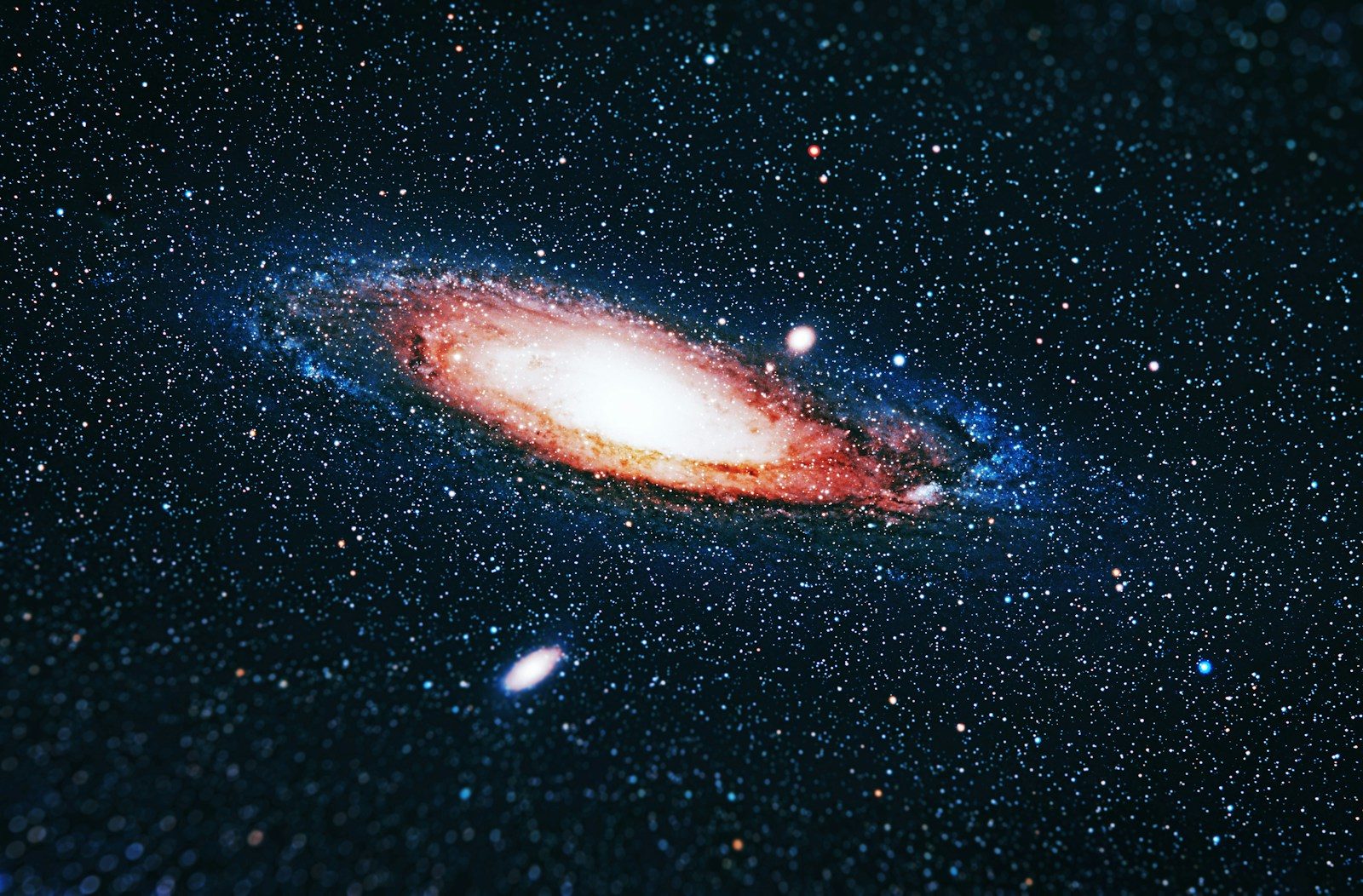 blue and red galaxy illustration